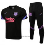 Ensemble Survetement FC Barcelone Manche Courte 2021-2022 Noir