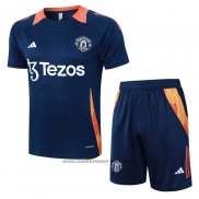 Ensemble Survetement Manchester United Manche Courte 24-25 Bleu - Shorts