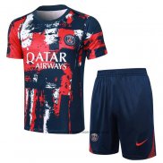 Ensemble Survetement Paris Saint-Germain Jordan Manche Courte 24-25 Bleu Y Rouge - Shorts