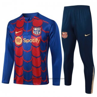 Ensemble Survetement Sweat FC Barcelone Enfant 24-25 Bleu Y Rouge