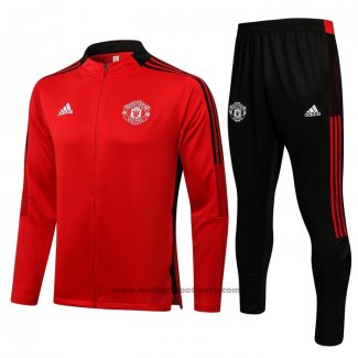 Ensemble Survetement Veste Manchester United 2021-2022 Rouge et Noir