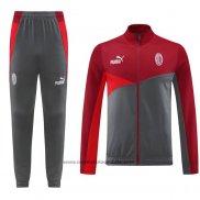 Ensemble Survetement Veste Milan AC 24-25 Rouge Gris