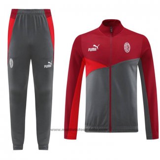 Ensemble Survetement Veste Milan AC 24-25 Rouge Gris